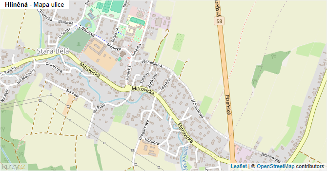 Hliněná - mapa ulice