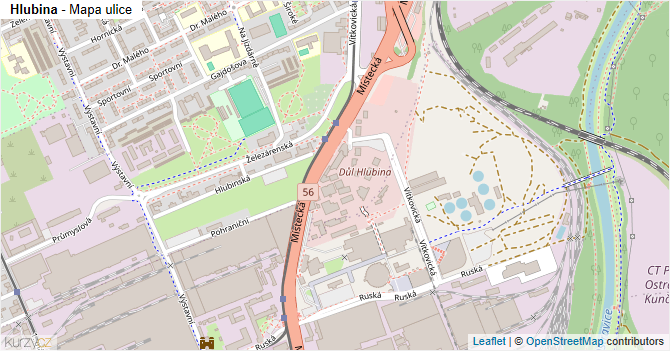 Hlubina - mapa ulice