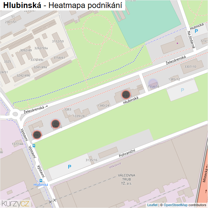 Mapa Hlubinská - Firmy v ulici.