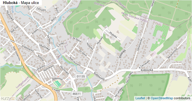 Hluboká - mapa ulice