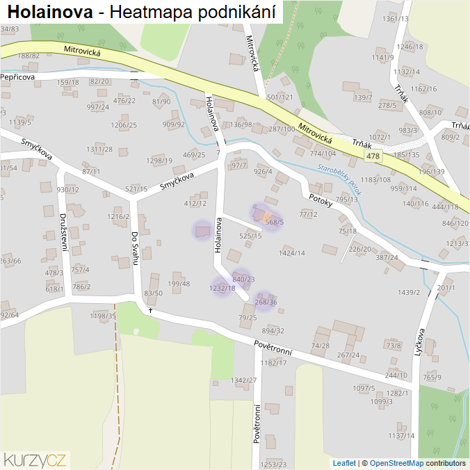 Mapa Holainova - Firmy v ulici.