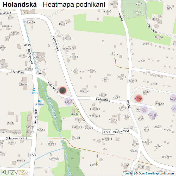 Mapa Holandská - Firmy v ulici.