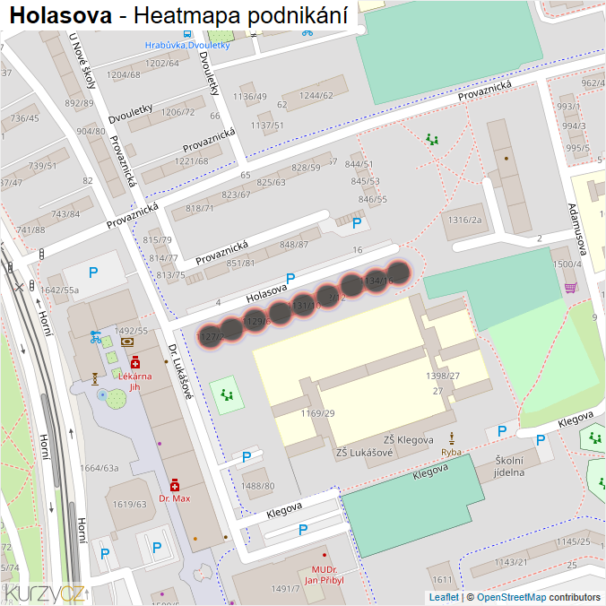 Mapa Holasova - Firmy v ulici.