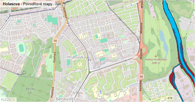 Holasova - záplavové mapy stoleté vody