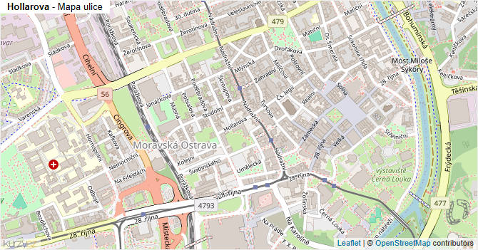 Hollarova - mapa ulice