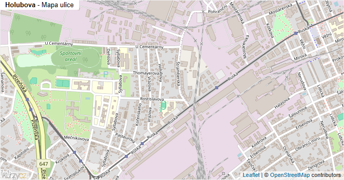 Holubova - mapa ulice