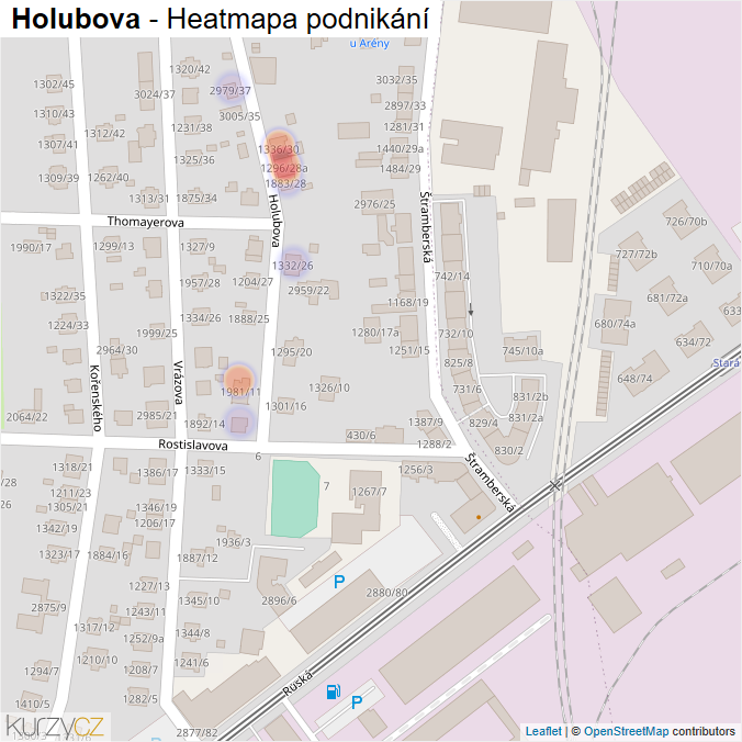 Mapa Holubova - Firmy v ulici.