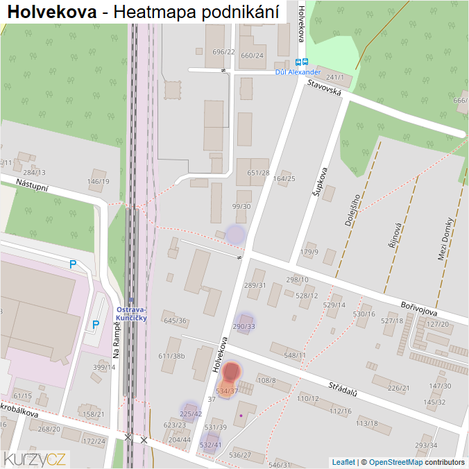 Mapa Holvekova - Firmy v ulici.