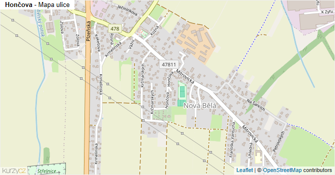 Hončova - mapa ulice