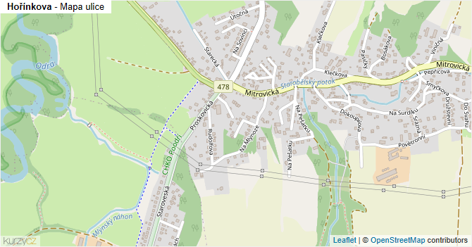 Hořínkova - mapa ulice