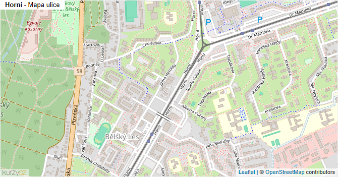 Horní - mapa ulice