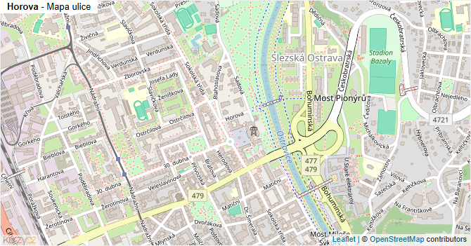 Horova - mapa ulice