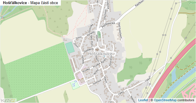 Hošťálkovice - mapa části obce