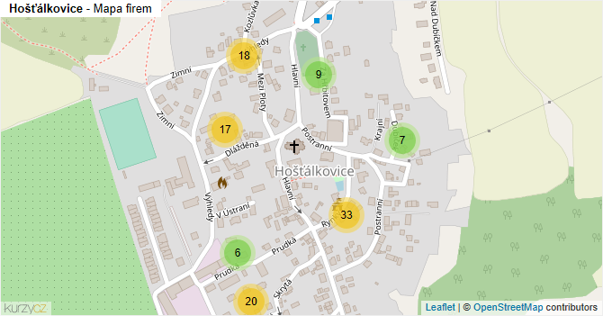 Hošťálkovice - mapa firem