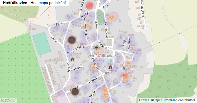 Hošťálkovice - mapa podnikání