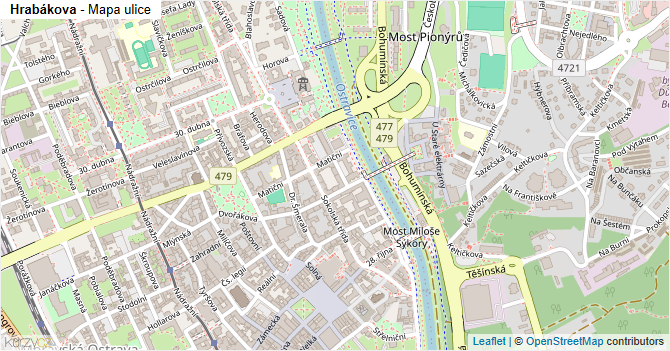 Hrabákova - mapa ulice