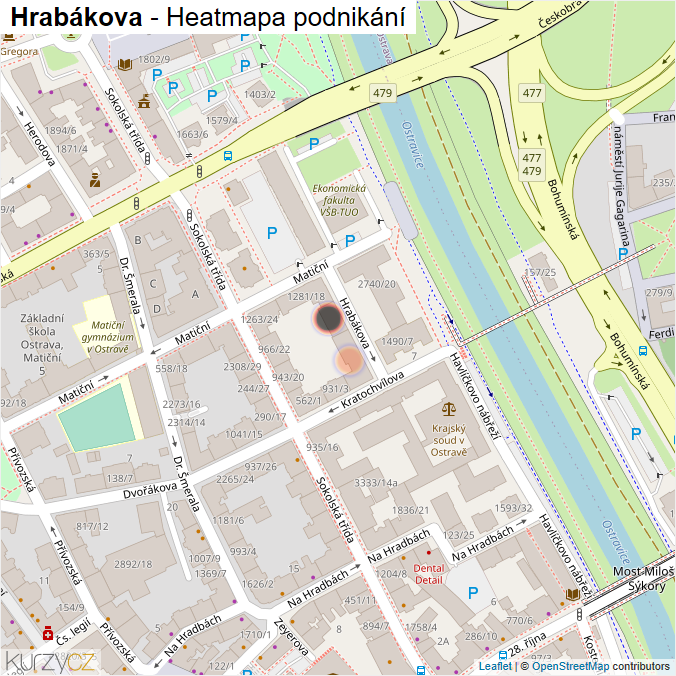 Mapa Hrabákova - Firmy v ulici.