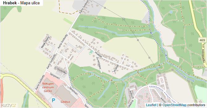Hrabek - mapa ulice