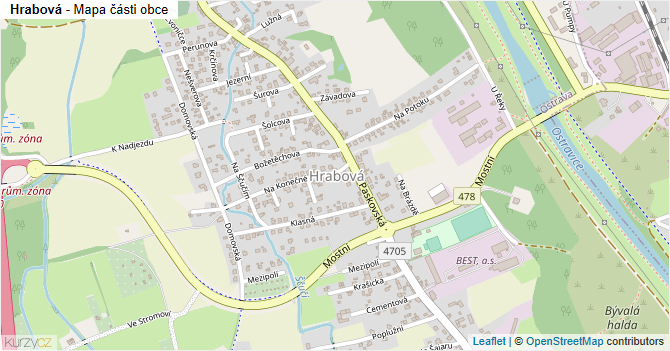 Hrabová - mapa části obce