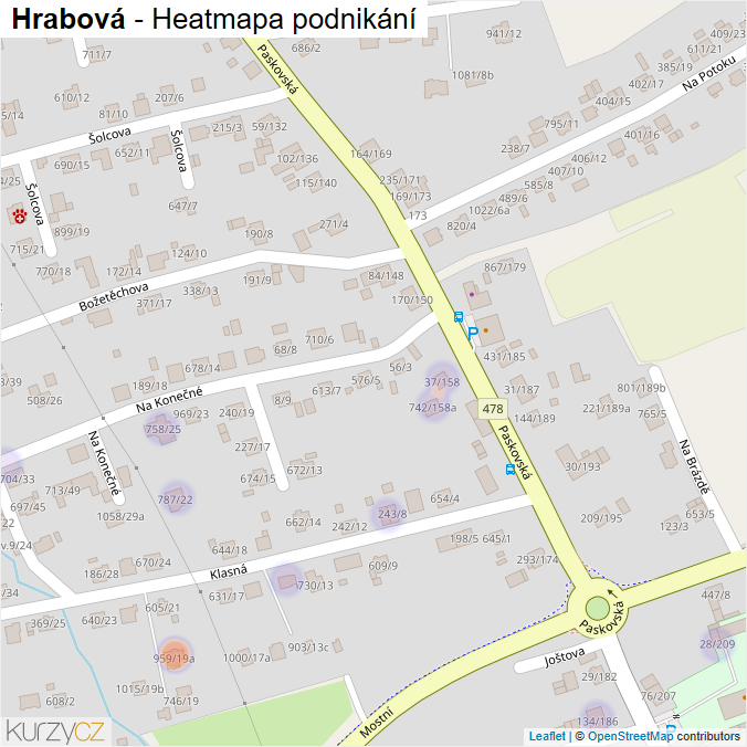 Mapa Hrabová - Firmy v části obce.