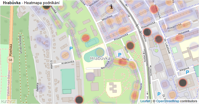 Hrabůvka - mapa podnikání
