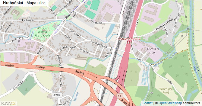 Hrabyňská - mapa ulice