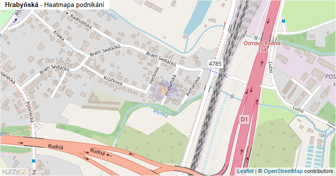 Hrabyňská - mapa podnikání