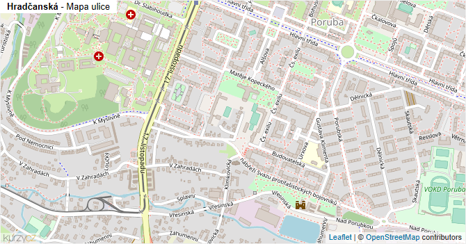 Hradčanská - mapa ulice