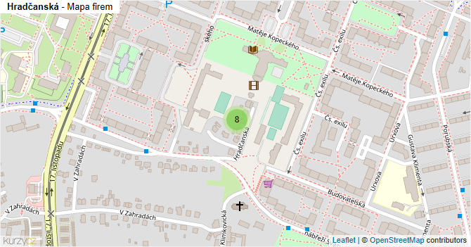 Hradčanská - mapa firem
