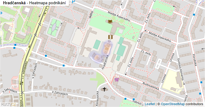 Hradčanská - mapa podnikání