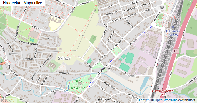 Hradecká - mapa ulice