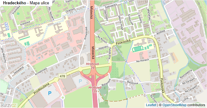 Hradeckého - mapa ulice