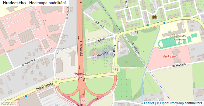 Hradeckého - mapa podnikání