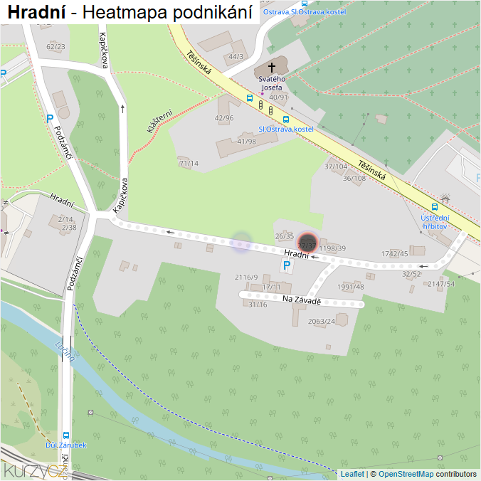 Mapa Hradní - Firmy v ulici.