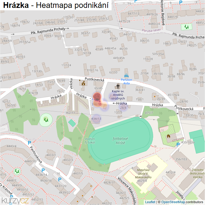 Mapa Hrázka - Firmy v ulici.