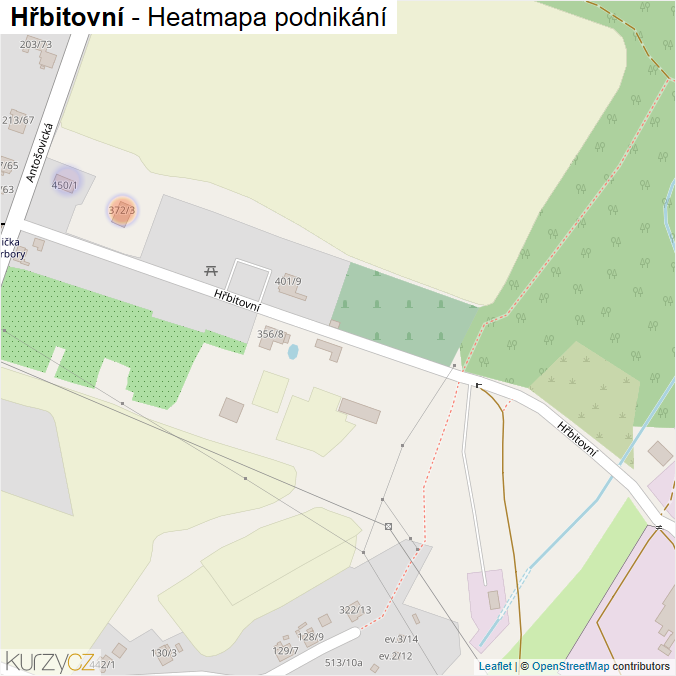 Mapa Hřbitovní - Firmy v ulici.