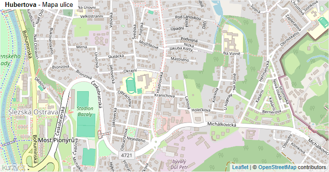Hubertova - mapa ulice