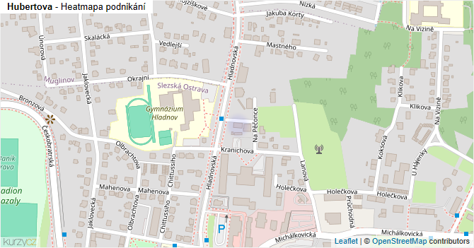 Hubertova - mapa podnikání