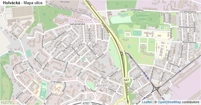 Hulvácká - mapa ulice