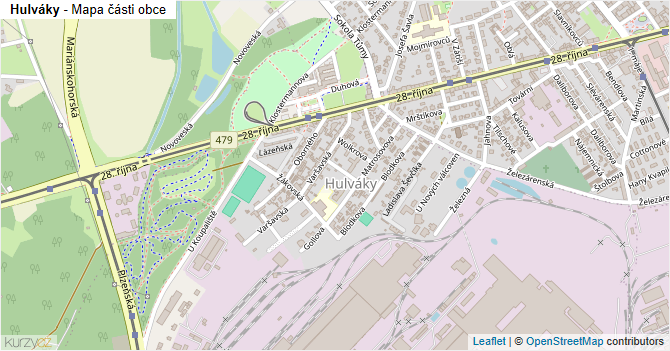 Hulváky - mapa části obce