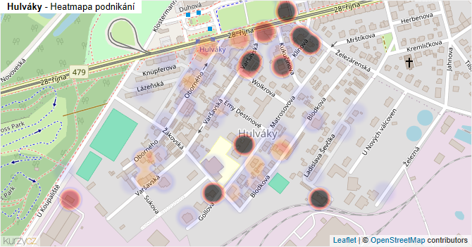 Hulváky - mapa podnikání