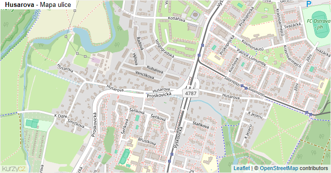 Husarova - mapa ulice