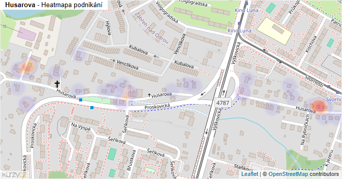 Husarova - mapa podnikání