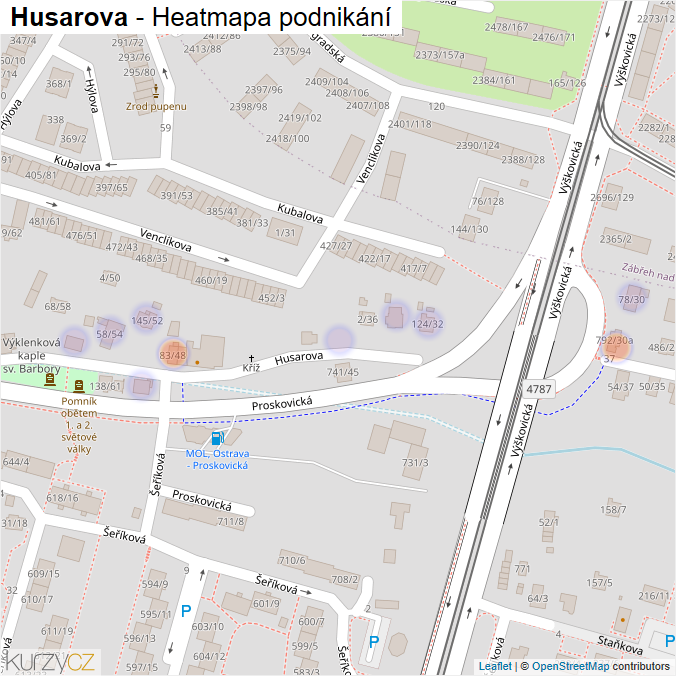 Mapa Husarova - Firmy v ulici.