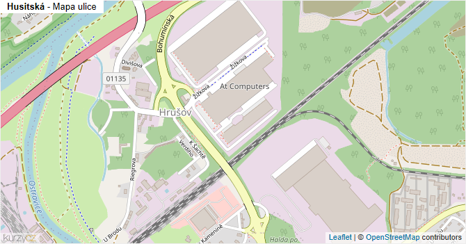 Husitská - mapa ulice