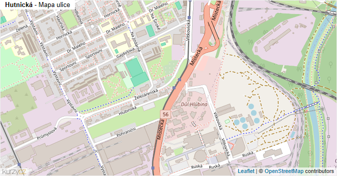 Hutnická - mapa ulice