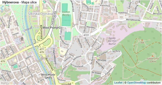 Hýbnerova - mapa ulice