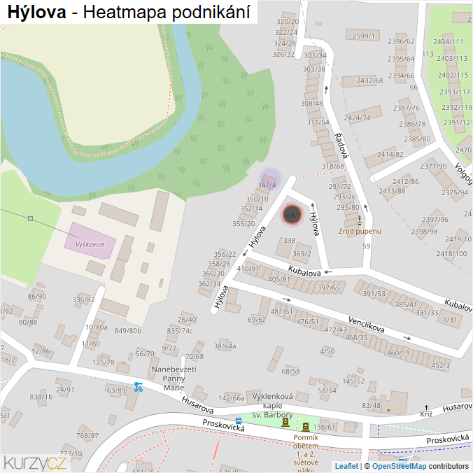 Mapa Hýlova - Firmy v ulici.