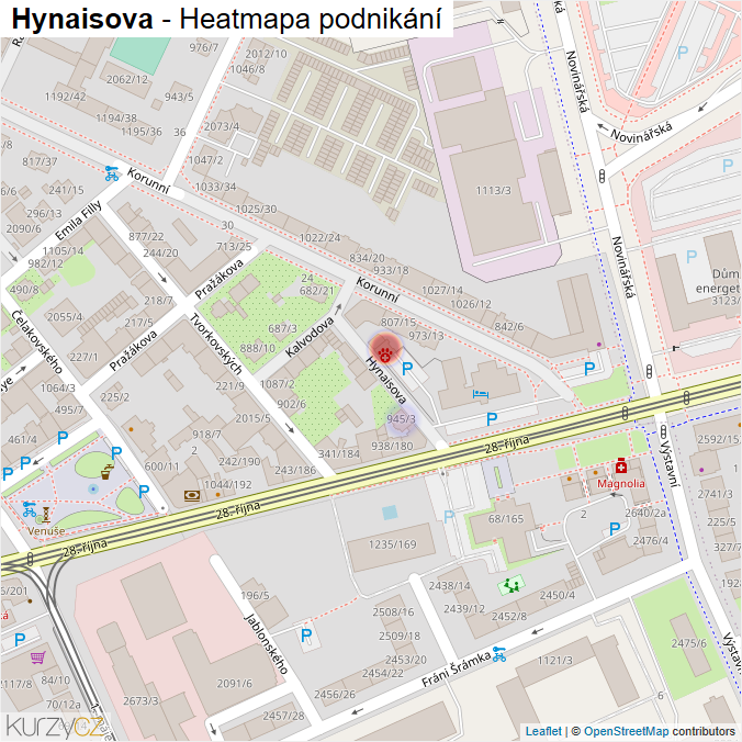 Mapa Hynaisova - Firmy v ulici.