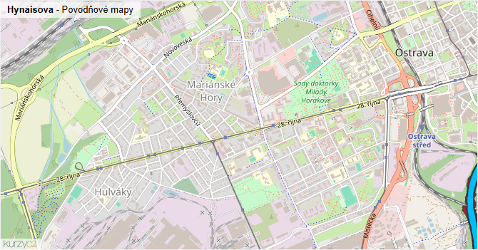 Hynaisova - záplavové mapy stoleté vody